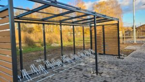Wiata rowerowa deski szkło